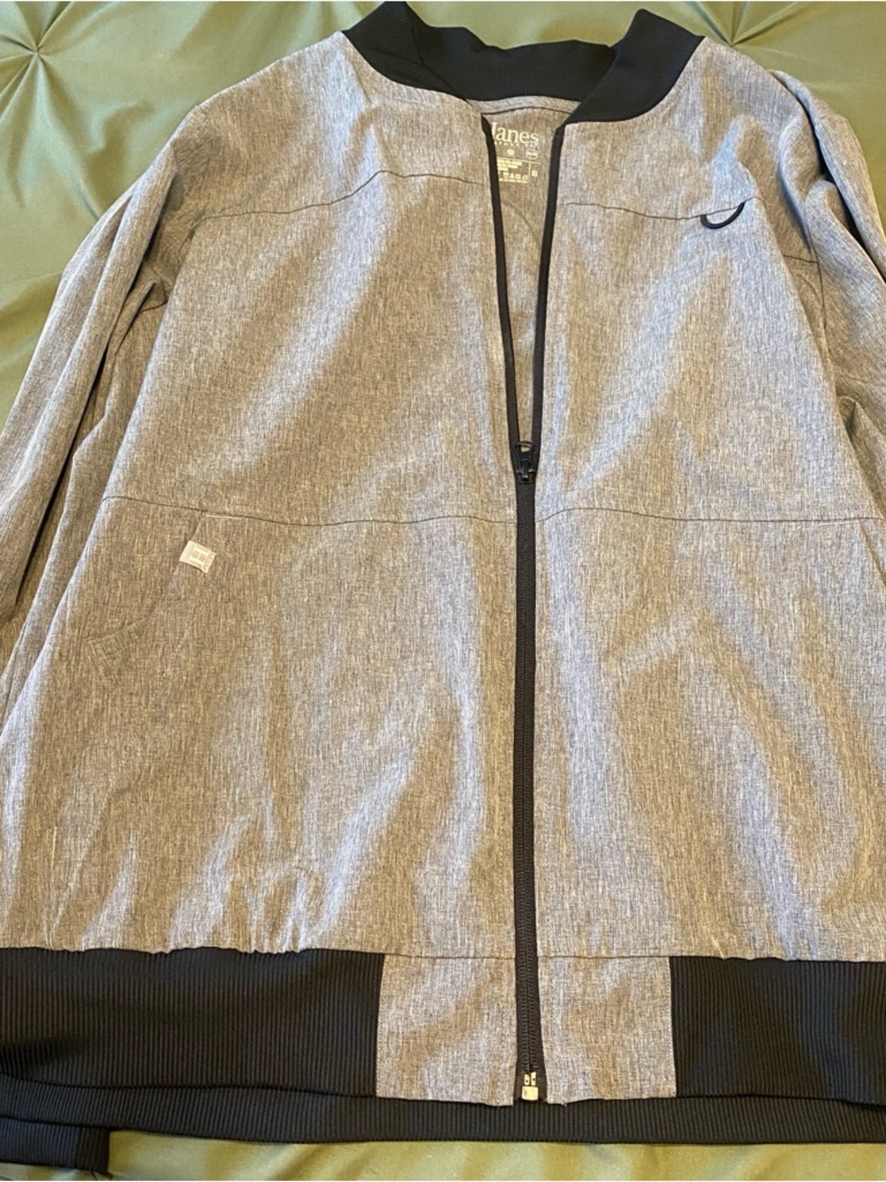 Hanes Heather Gray Zip Front Bomber Jacket